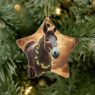 Baby Donkey Family Ornament, Donkey Lovers Gifts Ceramic Ornament