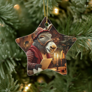 Baby Donkey Family Ornament, Donkey Lovers Gifts Ceramic Ornament