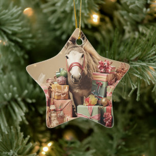Baby Donkey Family Ornament, Donkey Lovers Gifts Ceramic Ornament