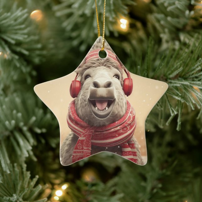 Baby Donkey Family Ornament, Donkey Lovers Gifts Ceramic Ornament (Tree)