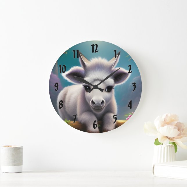 Baby Donkey Large Clock (Home)