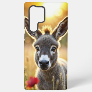 Baby donkey peaceful nature red poppies field  samsung galaxy case