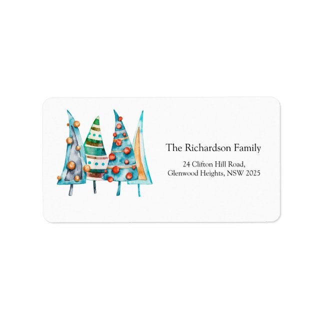 Baby Doodle Christmas Trees Return Address Label (Front)