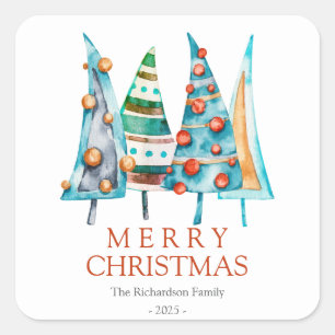 Baby Doodle Pine Merry Christmas Tree Gifts Square Sticker