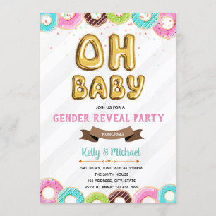 Baby Doughnut gender reveal party invitation
