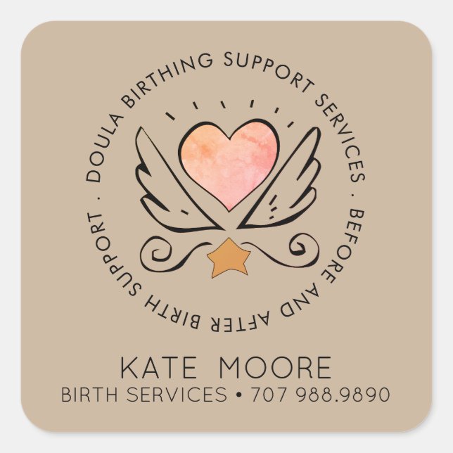 Baby Doula Birth Coach Midwife Badge Square Sticker (Front)