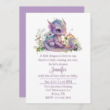 Baby Dragon Baby Shower Invitation