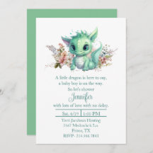 Baby Dragon Baby Shower Invitation