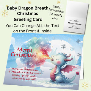  Baby Dragon Breath Merry Christmas  Card