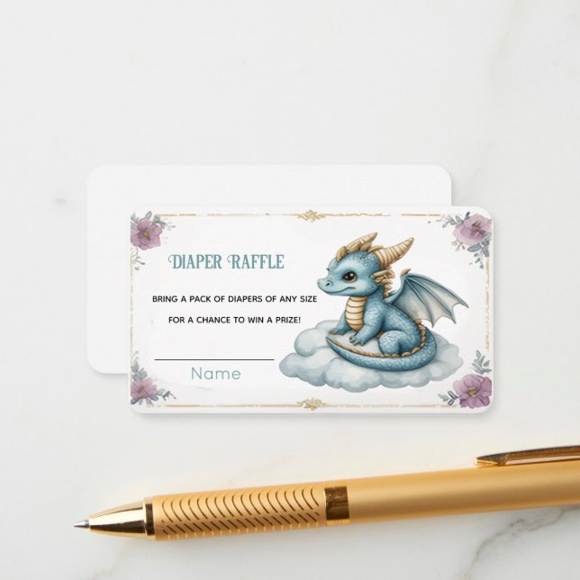 Baby Dragon Diaper Raffle Enclosure Card  (Front/Back In Situ)