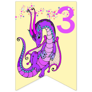 Baby Dragon HAPPY BIRTHDAY Add Age Little Girls Bunting