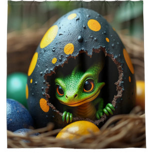 Baby Dragon Hatching Shower Curtain