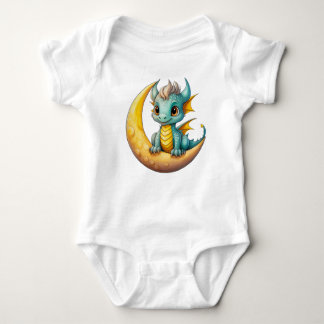 Baby Dragon on the Moon – Fantasy Design for Littl Baby Bodysuit