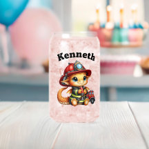 Baby dragon plays in firefighter gear