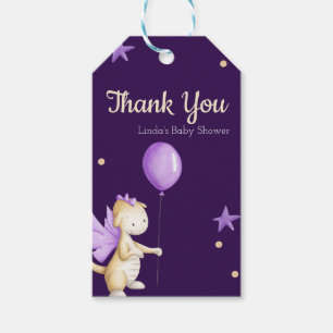 Baby Dragon Purple Baby Shower Thank You Gift Tags