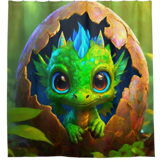 Baby Dragon Shower Curtain (Front)
