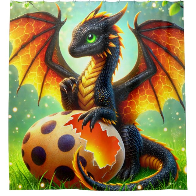 Baby Dragon Shower Curtain (Front)