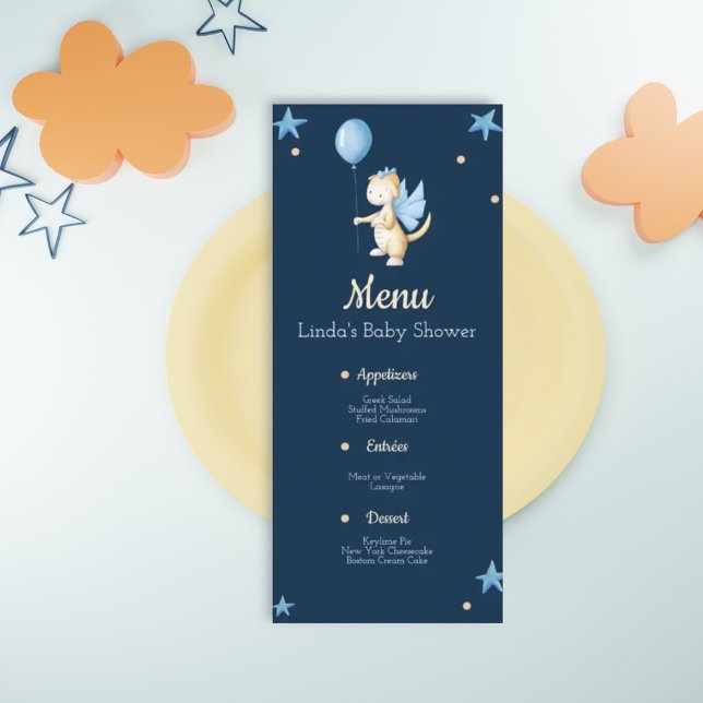 Baby Dragon with Balloon Baby Shower Menu (Creator Uploaded)