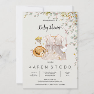Baby Dress Rustic Country Baby Shower Invitation