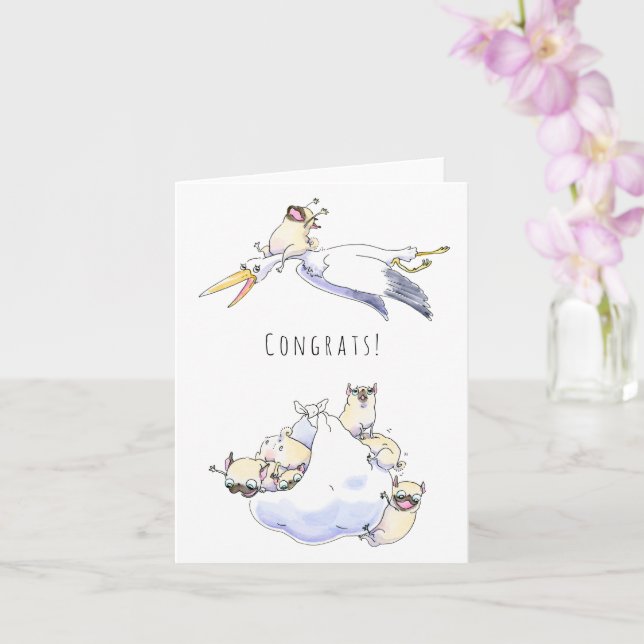 Baby Drop new puppy or baby card (Orchid)