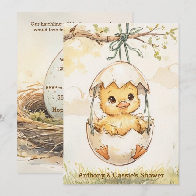 Baby Duck Digital Download Shower Invitation (Front/Back)