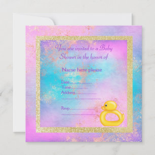baby duck pastel colour gold new pretty invitation