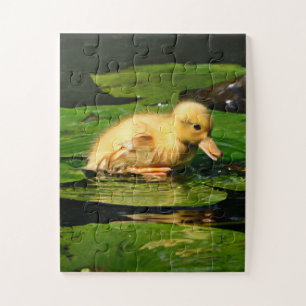 Baby Duck Resting on Lily Pad Jigsaw Puzzle