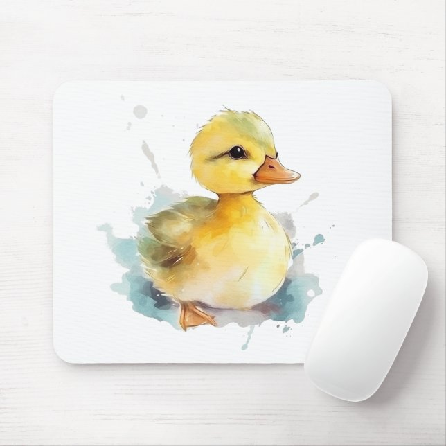 Baby Duck Watercolor Mousepad (With Mouse)