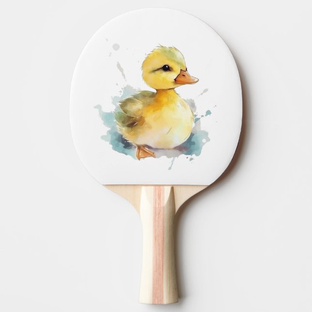 Baby Duck Watercolor Ping Pong Paddle (Front)