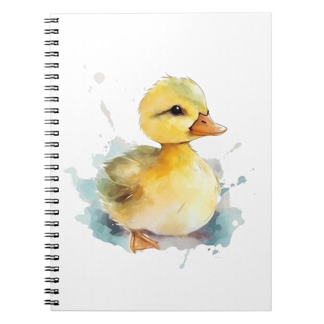 Baby Duck Watercolor Spiral Photo Notebook (Front)