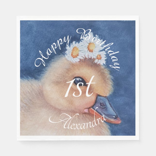 Baby Duckling Happy Birthday Napkin (Front)