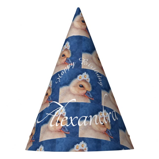Baby Duckling Happy Birthday Party Hat (Front)