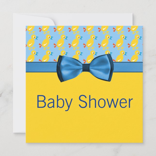 Baby Ducks In Yellow & Blue Baby Shower Invitation (Front)