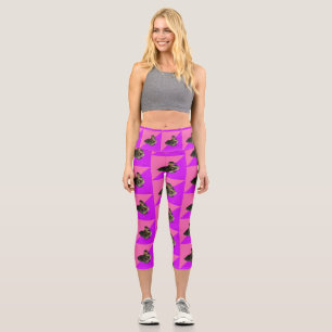 Baby Ducks on Pink Raspberry and Purple Sorbet Capri Leggings