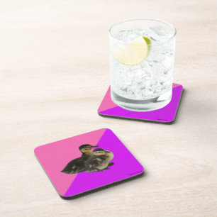 Baby Ducks on Pink Raspberry and Purple Sorbet Coaster