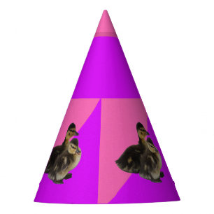 Baby Ducks on Pink Raspberry and Purple Sorbet Party Hat