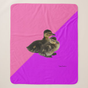 Baby Ducks on Pink Raspberry and Purple Sorbet Sherpa Blanket