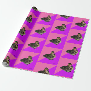 Baby Ducks on Pink Raspberry and Purple Sorbet Wrapping Paper