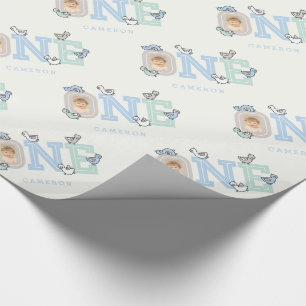 Baby Ducks One Photo Boy 1st Birthday Gift Wrap