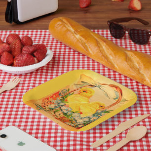 Baby Easter Chicks in a Basket Paper Plates