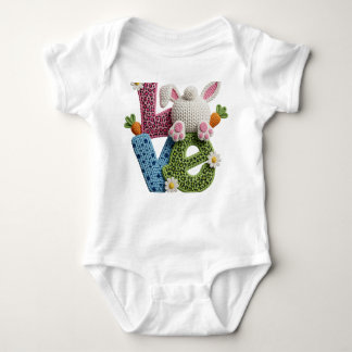 Baby Easter Simulated Yarn Crochet Love   Baby Bodysuit