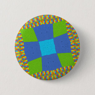 Baby eco green Chequered Blue cyan 6 Cm Round Badge