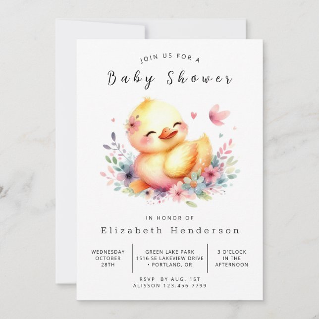 Baby Editable Duck Baby Shower Invitation (Front)
