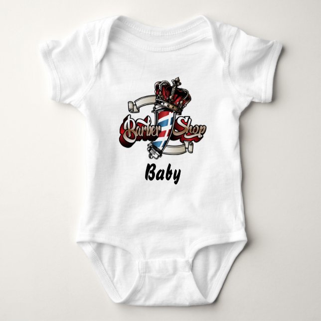 Baby Elegant Barber Pole and Crown Baby Bodysuit (Front)