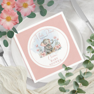 Baby Elephant A Little Peanut Girl Floral Shower Napkin