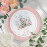 Baby Elephant A Little Peanut Girl Floral Shower Paper Plate<br><div class="desc">Sweet baby elephant nestled cosily among the flowers "A Little Peanut Is On Her Way" Baby Shower design.</div>