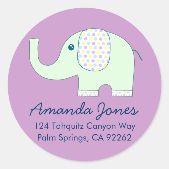 Baby Elephant Address Labels (Front)