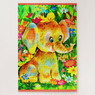 baby elephant and bird jigsaw puzzle