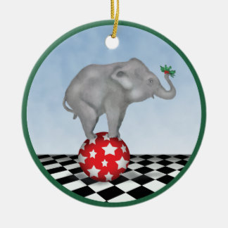 Baby Elephant and Holly ornament