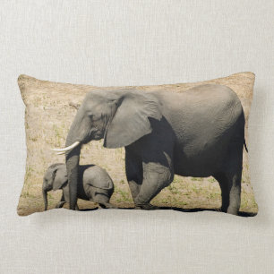 Baby Elephant And Mother Lumbar Cushion